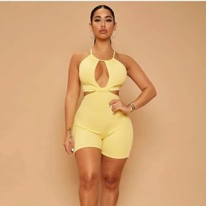 Cross Cross Tie Backless Cut Out Romper